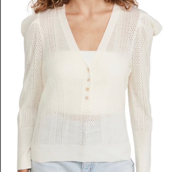 VERONICA BEARD Kirka Merino Wool Henley top Sweater Size S - Picture 3 of 8